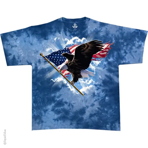 Liquid Blue T-Shirt - Patriotic Flying Eagle